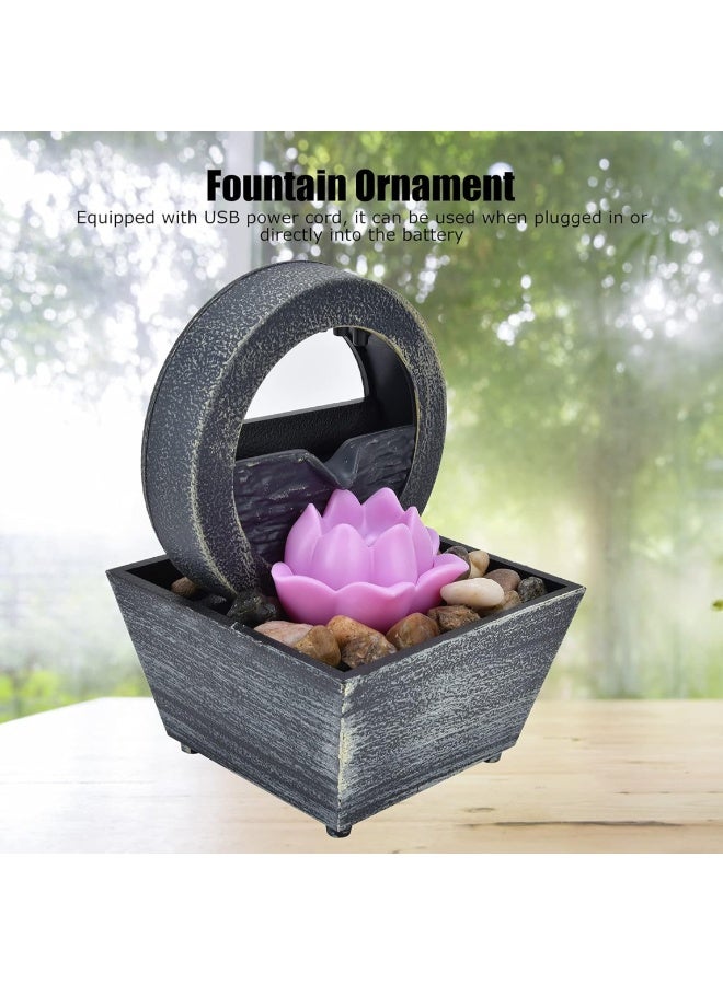 ARABIQO Indoor Tabletop Water Fountain with LED Rolling Ball, Feng Shui Waterfall Fountain for Home & Office Décor, Modern Living Room Table Fountain, Relaxing Water Feature Gift (Multicolor lotus Flower) - Image 4